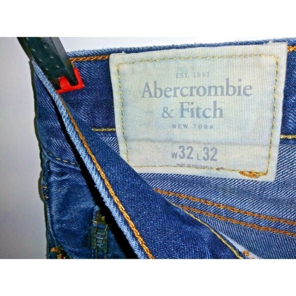 ABERCROMBIE & FITCH MENS Jeans Button Fly Distressed ripped 33x32 Y2k straight - Picture 6 of 11